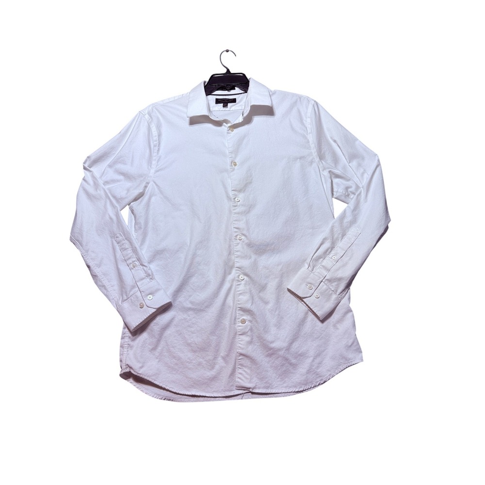 Banana Republic Dress Shirt Men Large White Excellent Slim Fit Wrinkle Resistant